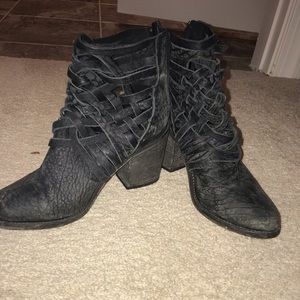 Free People Black leather booties